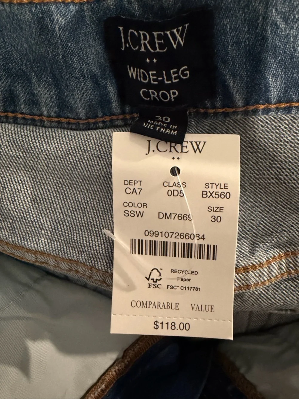 NWT J.Crew Factory Wide-leg crop jean in all-day stretch - Size 30 - Picture 6 of 7